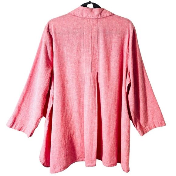 Habitat XL pink linen cotton blend shell button front collared tunic blouse shir - Picture 4 of 11